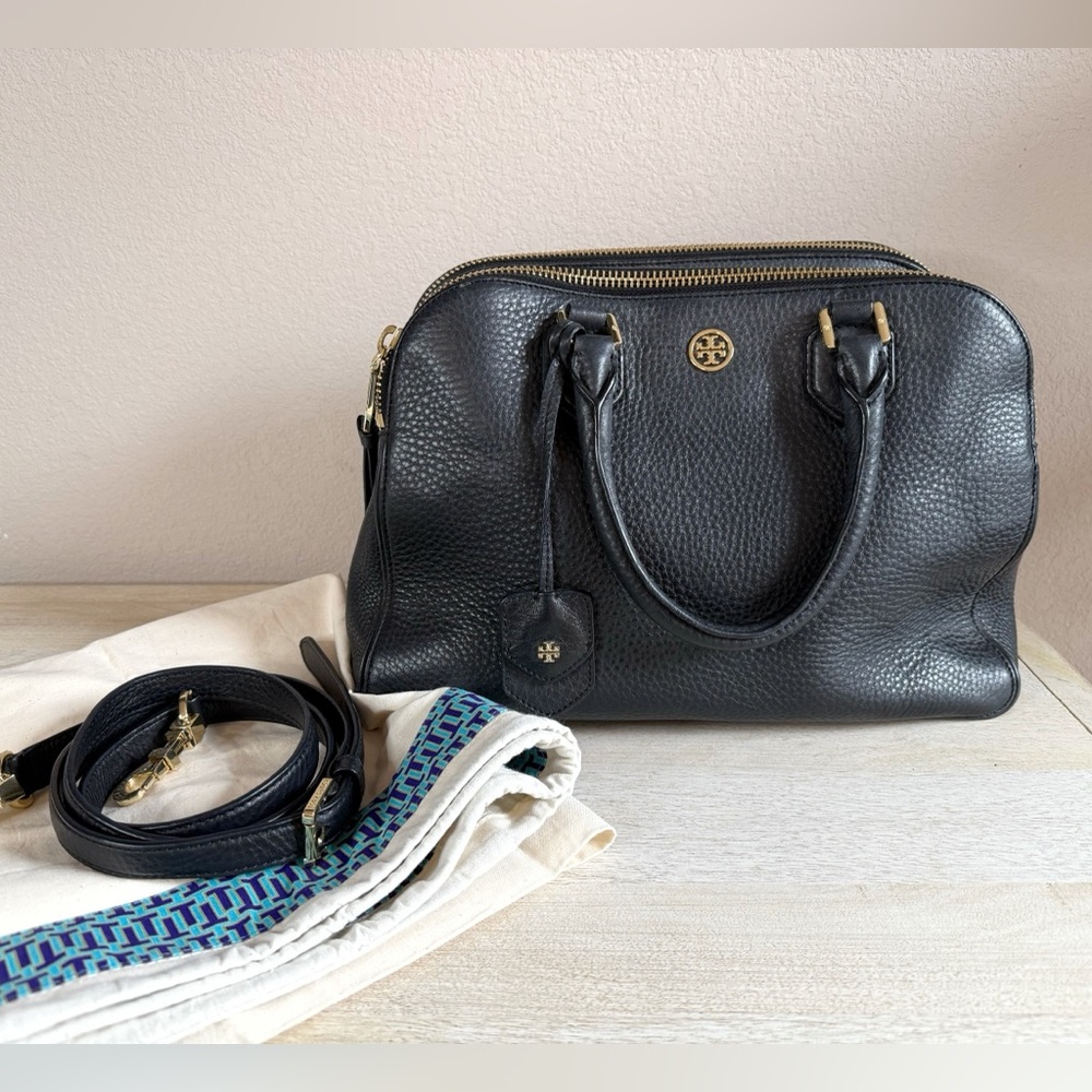 Tory Burch Robinson Pebbled Triple Zip Satchel